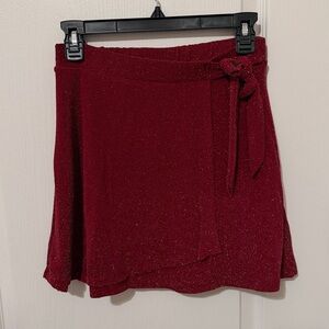 SO Red Sparkle Tie-Waist Skort